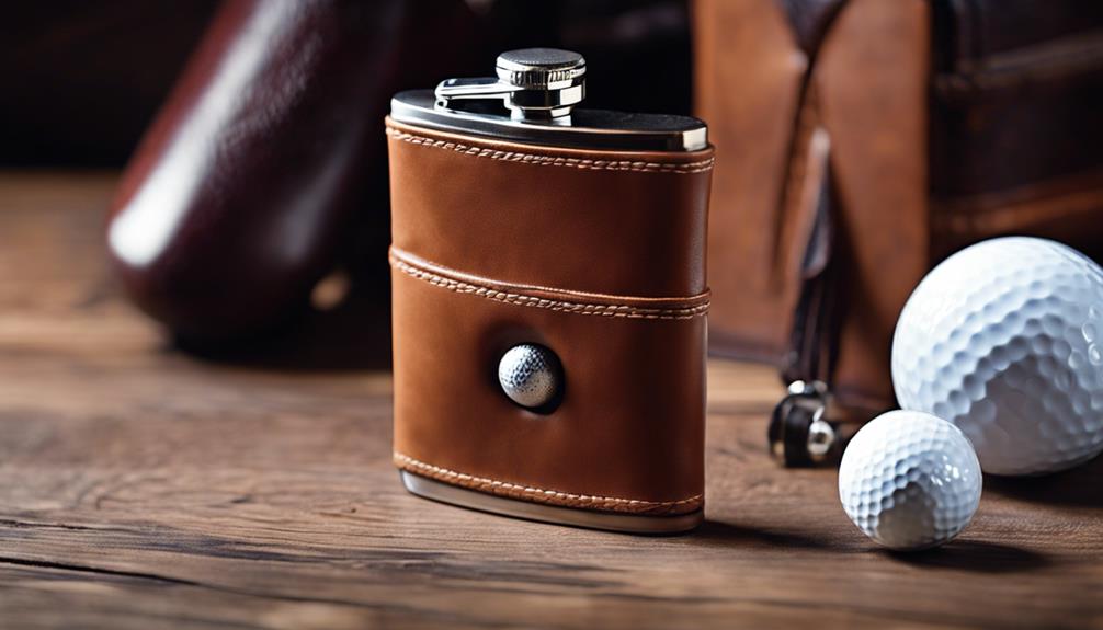 golf themed leather flask personalized